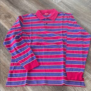 Supreme striped long sleeve polo in Magenta • Large